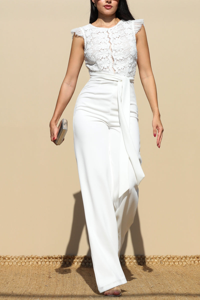 DD6188, LACE TOP KNIT JUMPSUIT