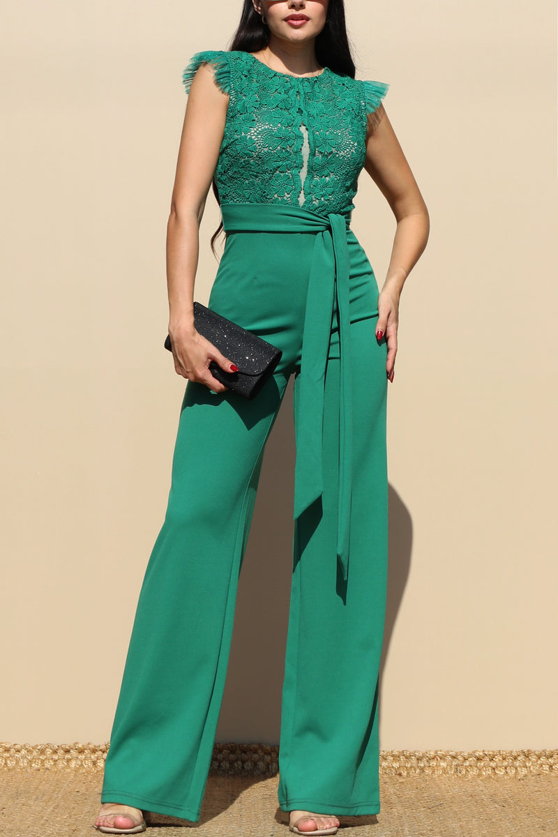 DD6188, LACE TOP KNIT JUMPSUIT