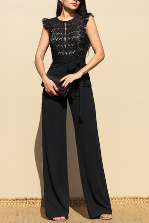 DD6188, LACE TOP KNIT JUMPSUIT