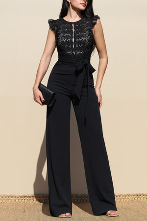 DD6188, LACE TOP KNIT JUMPSUIT