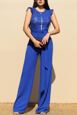 DD6188, LACE TOP KNIT JUMPSUIT