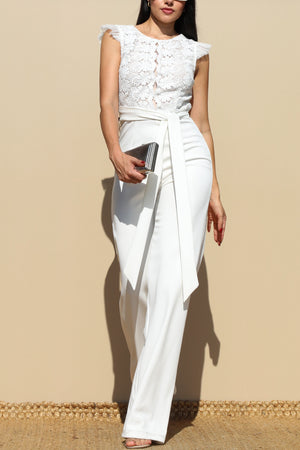 DD6188, LACE TOP KNIT JUMPSUIT