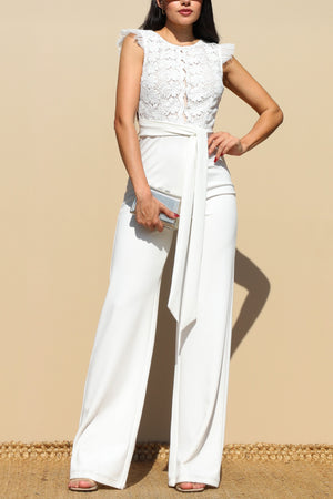 DD6188, LACE TOP KNIT JUMPSUIT