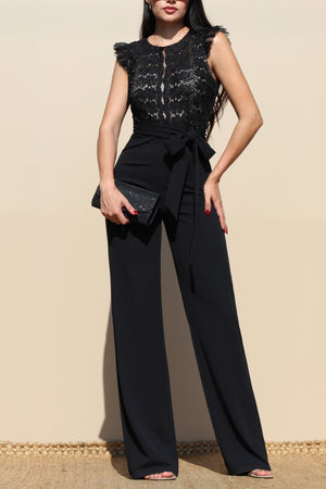 DD6188, LACE TOP KNIT JUMPSUIT