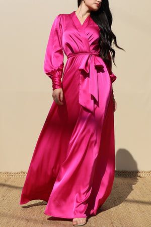 DD4686, COLLAR SATIN MAXI DRESS