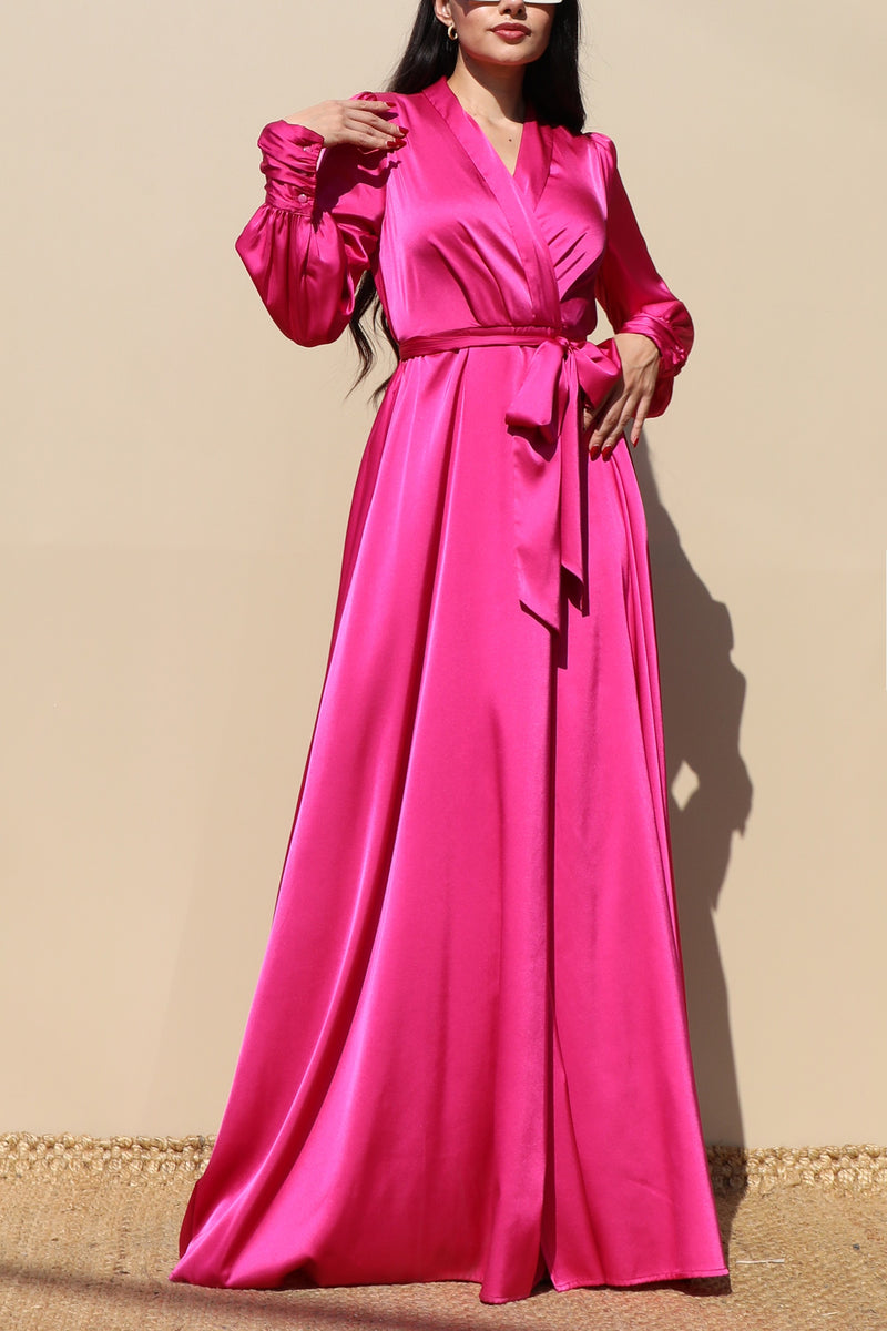 DD4686, COLLAR SATIN MAXI DRESS