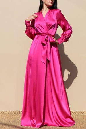 DD4686, COLLAR SATIN MAXI DRESS