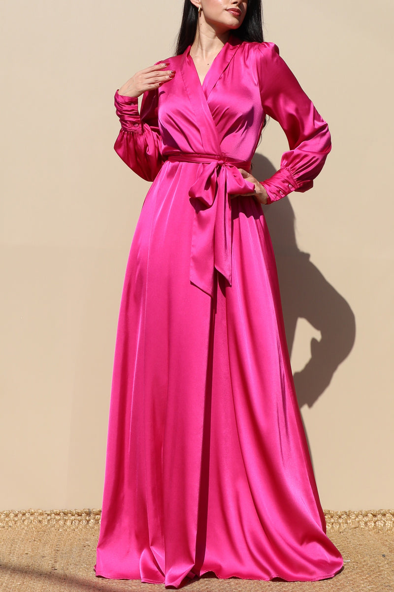 DD4686, COLLAR SATIN MAXI DRESS