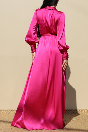 DD4686, COLLAR SATIN MAXI DRESS