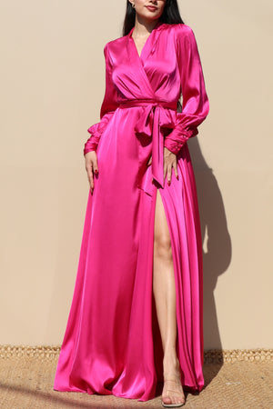 DD4686, COLLAR SATIN MAXI DRESS