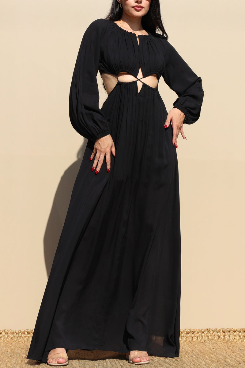 DD4097, ROUND WOVEN MAXI DRESS