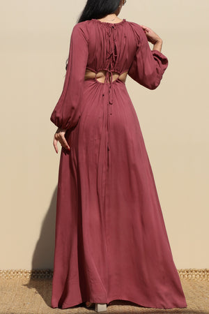 DD4097, ROUND WOVEN MAXI DRESS