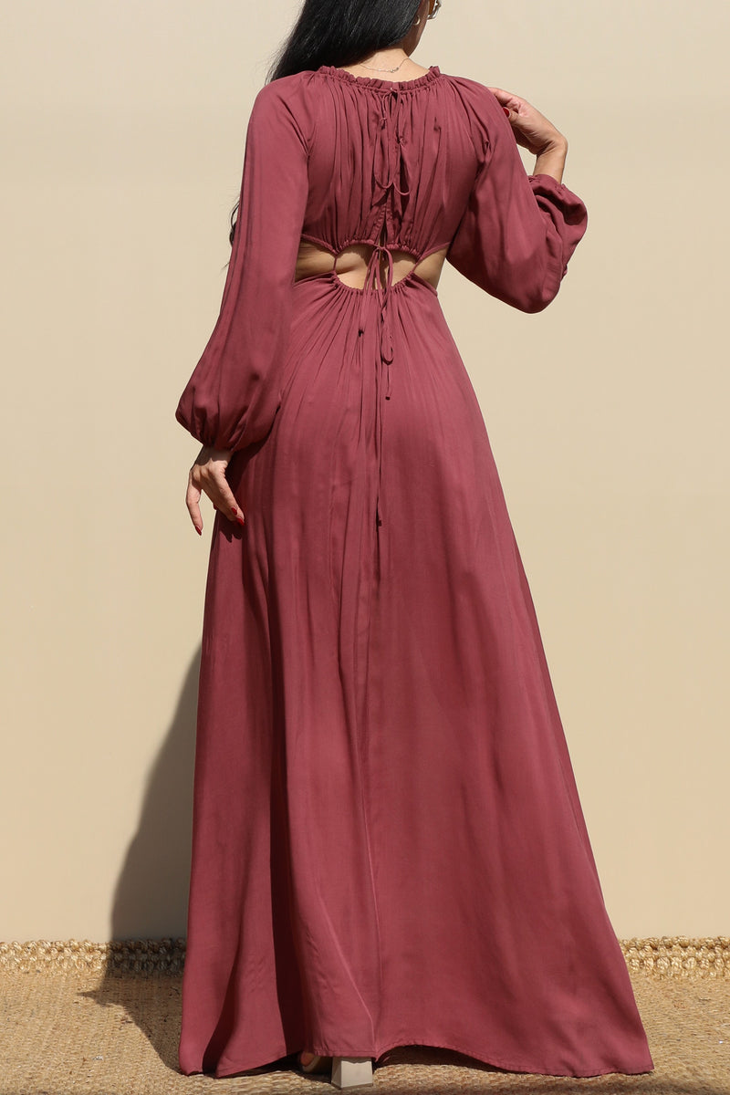 DD4097, ROUND WOVEN MAXI DRESS