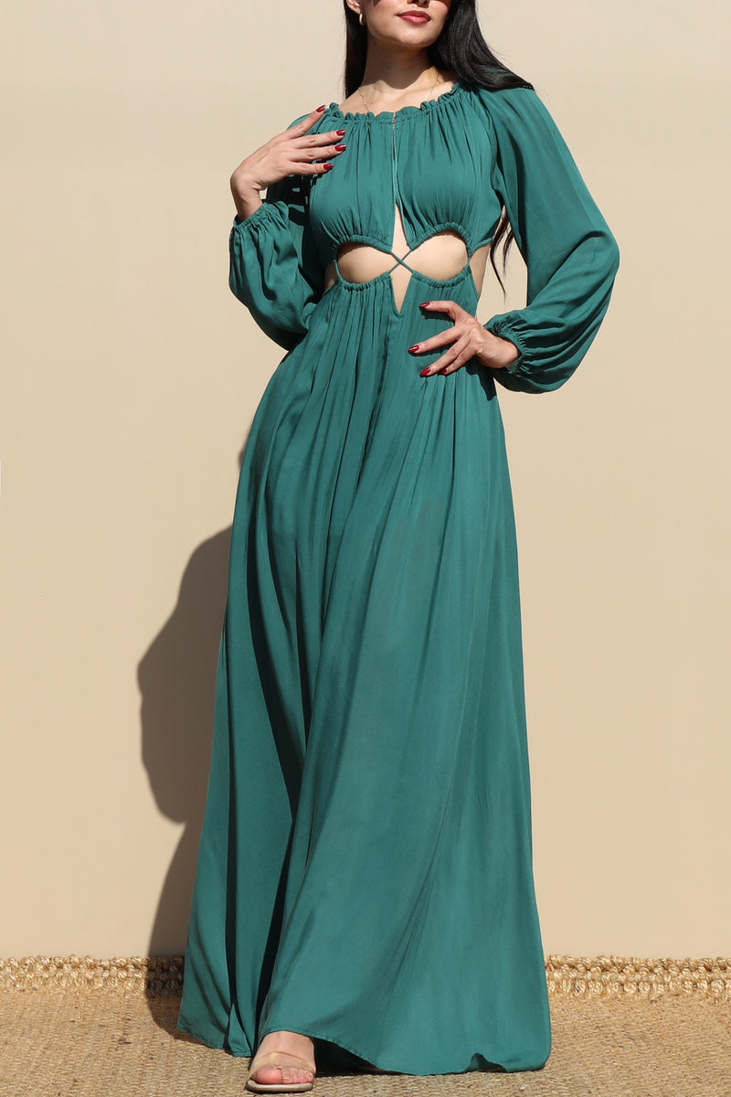 DD4097, ROUND WOVEN MAXI DRESS