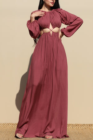 DD4097, ROUND WOVEN MAXI DRESS