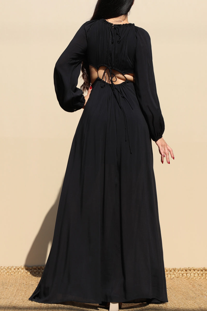 DD4097, ROUND WOVEN MAXI DRESS