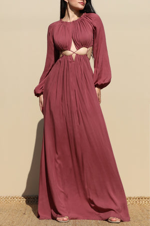 DD4097, ROUND WOVEN MAXI DRESS