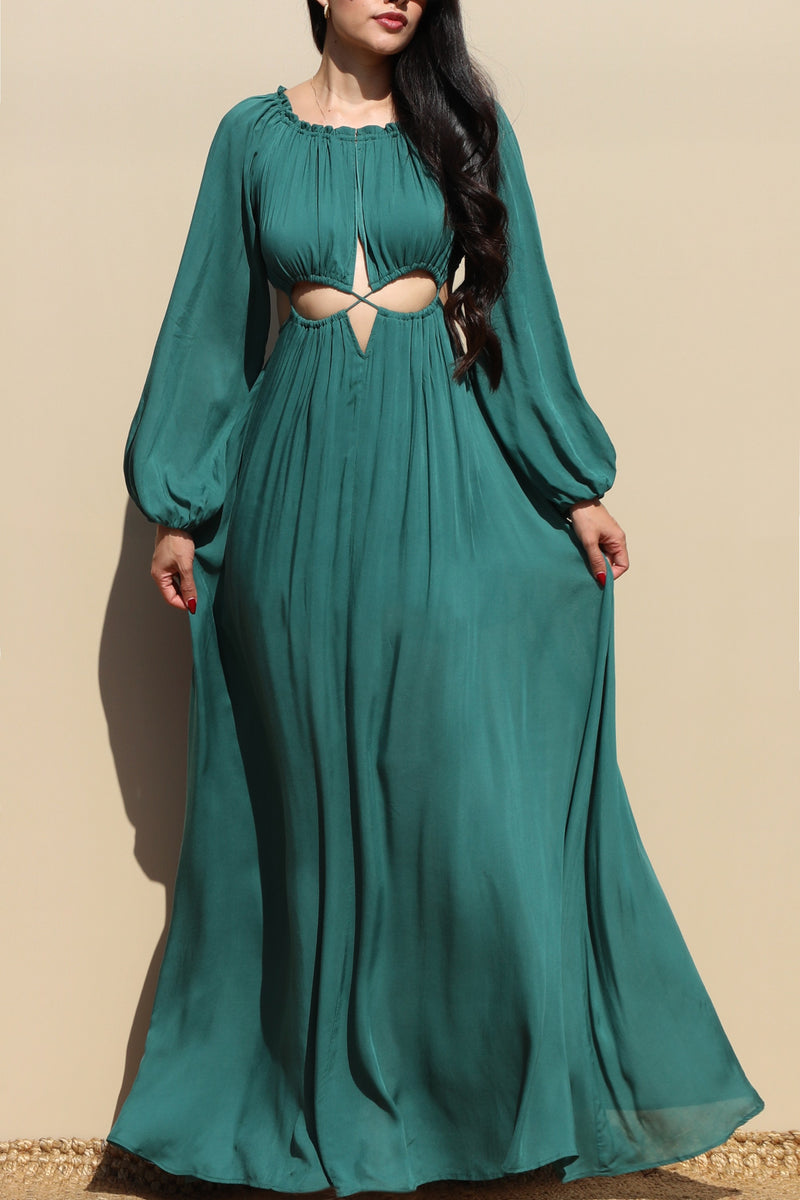 DD4097, ROUND WOVEN MAXI DRESS