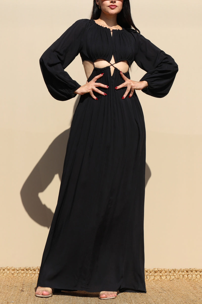 DD4097, ROUND WOVEN MAXI DRESS