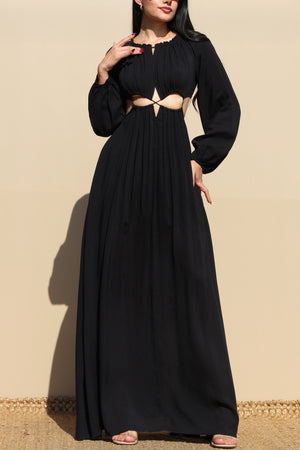 DD4097, ROUND WOVEN MAXI DRESS