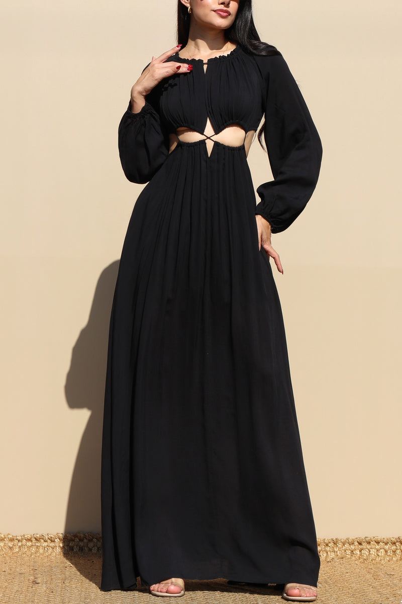 DD4097, ROUND WOVEN MAXI DRESS