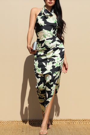 DD4790, HALTER SATIN BACKLESS LONG DRESS