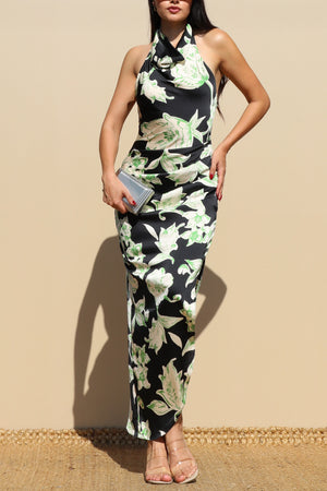 DD4790, HALTER SATIN BACKLESS LONG DRESS