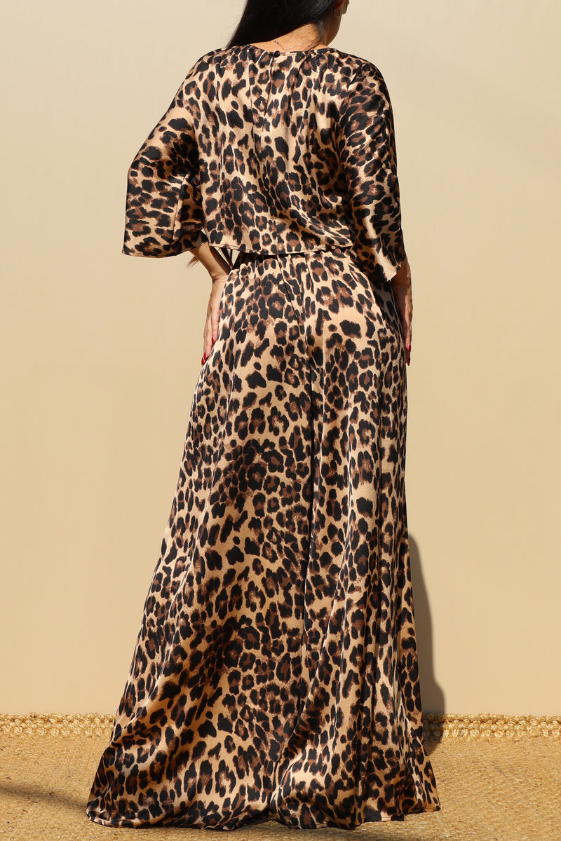 DD7825, LEOPARD LOOSE FIT TOP AND PANTS SET