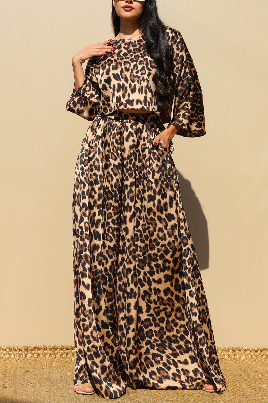 DD7825, LEOPARD LOOSE FIT TOP AND PANTS SET