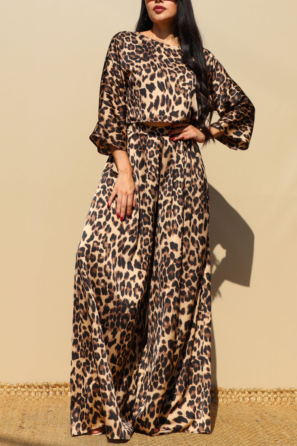 DD7825, LEOPARD LOOSE FIT TOP AND PANTS SET