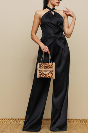 DD5174, HALTER NECK WRAP SATIN TOP AND PANT SET