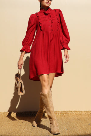 DD7802, LOOSE FIT WOVEN MINI DRESS