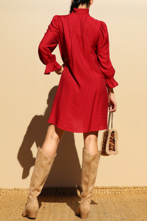 DD7802, LOOSE FIT WOVEN MINI DRESS