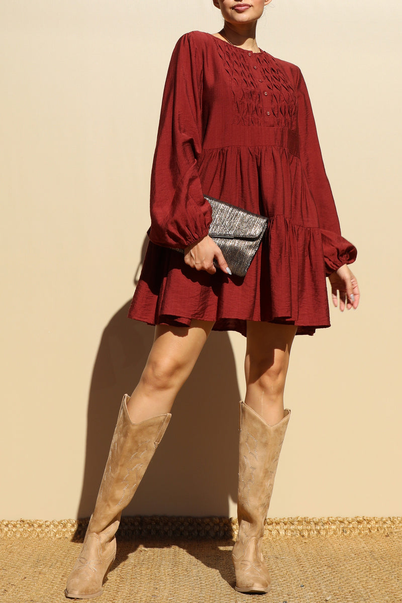 DD7745, LOOSE FIT WOVEN MINI DRESS