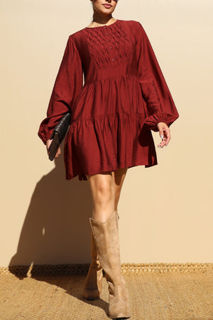 DD7745, LOOSE FIT WOVEN MINI DRESS