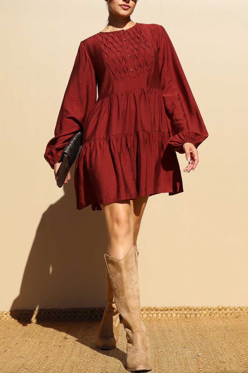 DD7745, LOOSE FIT WOVEN MINI DRESS