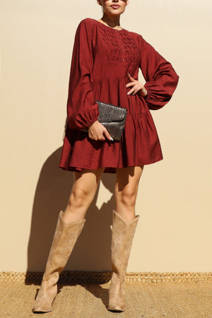 DD7745, LOOSE FIT WOVEN MINI DRESS