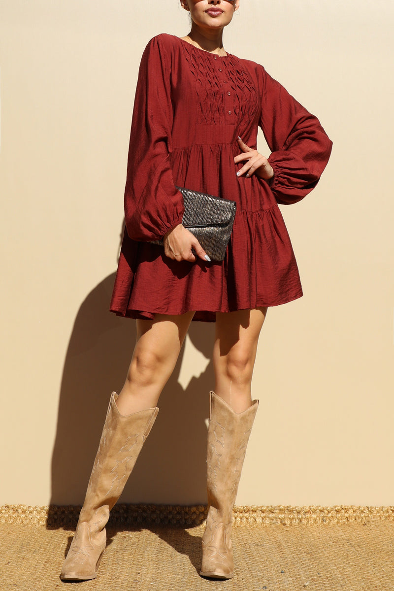 DD7745, LOOSE FIT WOVEN MINI DRESS