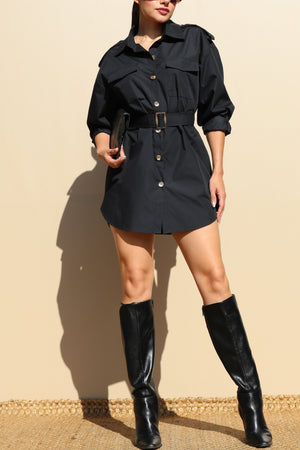 DD7409, LOOSE FIT WOVEN MINI DRESS