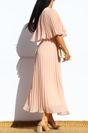 DD7533, PLEATED CAPE MIDI DRESS