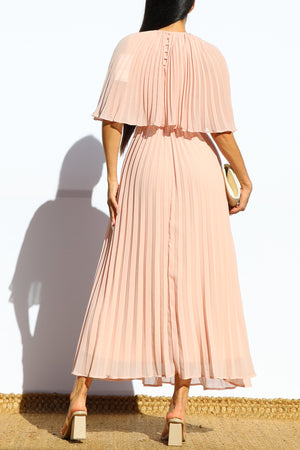 DD7533, PLEATED CAPE MIDI DRESS