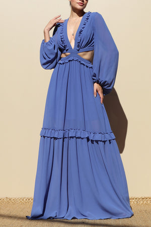 DD1913, LACE UP WOVEN MAXI DRESS