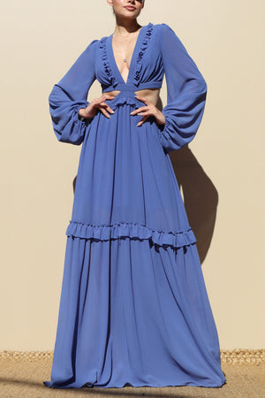 DD1913, LACE UP WOVEN MAXI DRESS