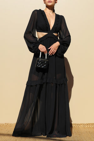 DD1913, LACE UP WOVEN MAXI DRESS