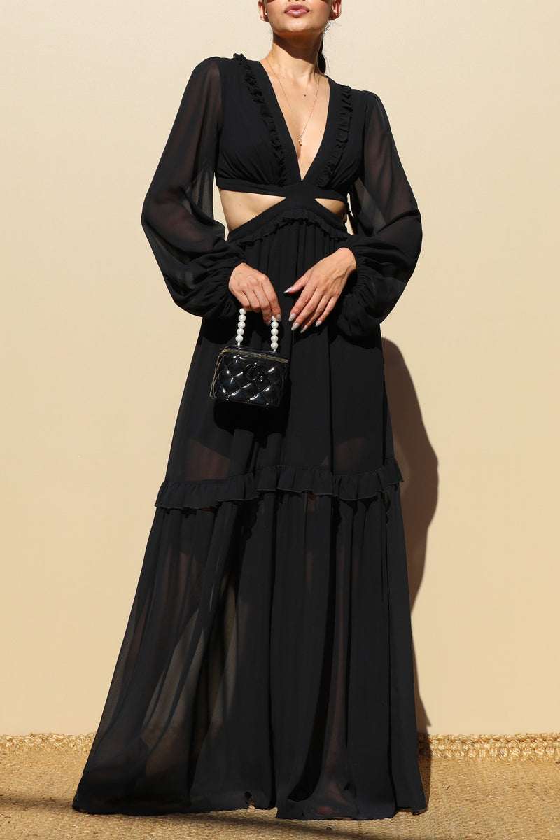 DD1913, LACE UP WOVEN MAXI DRESS