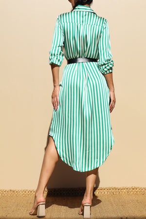 DD4030, Sequin Button Down Satin Shirt Maxi Dress