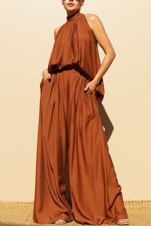 DD7852, LOOSE FIT SATIN TOP AND PANTS SET