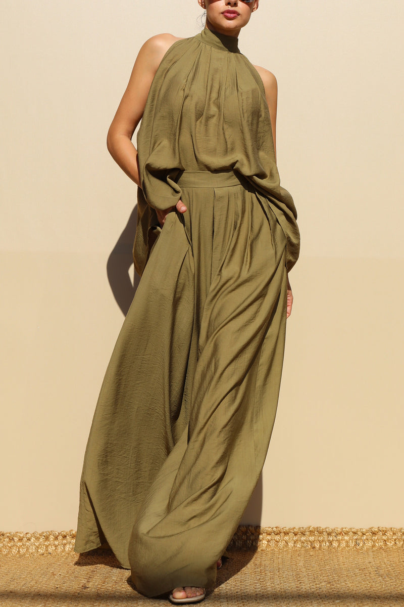 DD7852, LOOSE FIT SATIN TOP AND PANTS SET