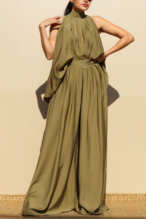 DD7852, LOOSE FIT SATIN TOP AND PANTS SET