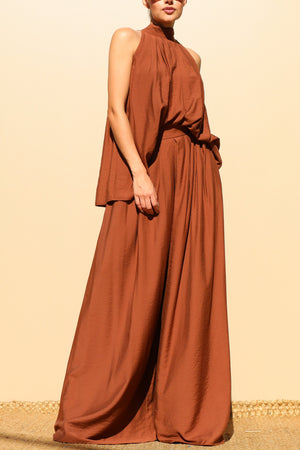 DD7852, LOOSE FIT SATIN TOP AND PANTS SET